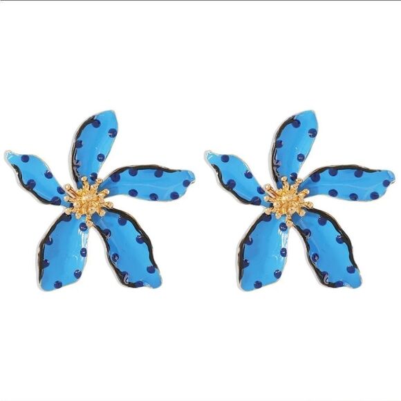 New ZARA tropical flower stud earrings - Picture 8 of 10